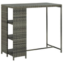 vidaXL Bartafel avec opbergrek 120x60x110 cm poly rotin marron