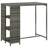 vidaXL Bartafel met opbergrek 120x60x110 cm poly rattan bruin