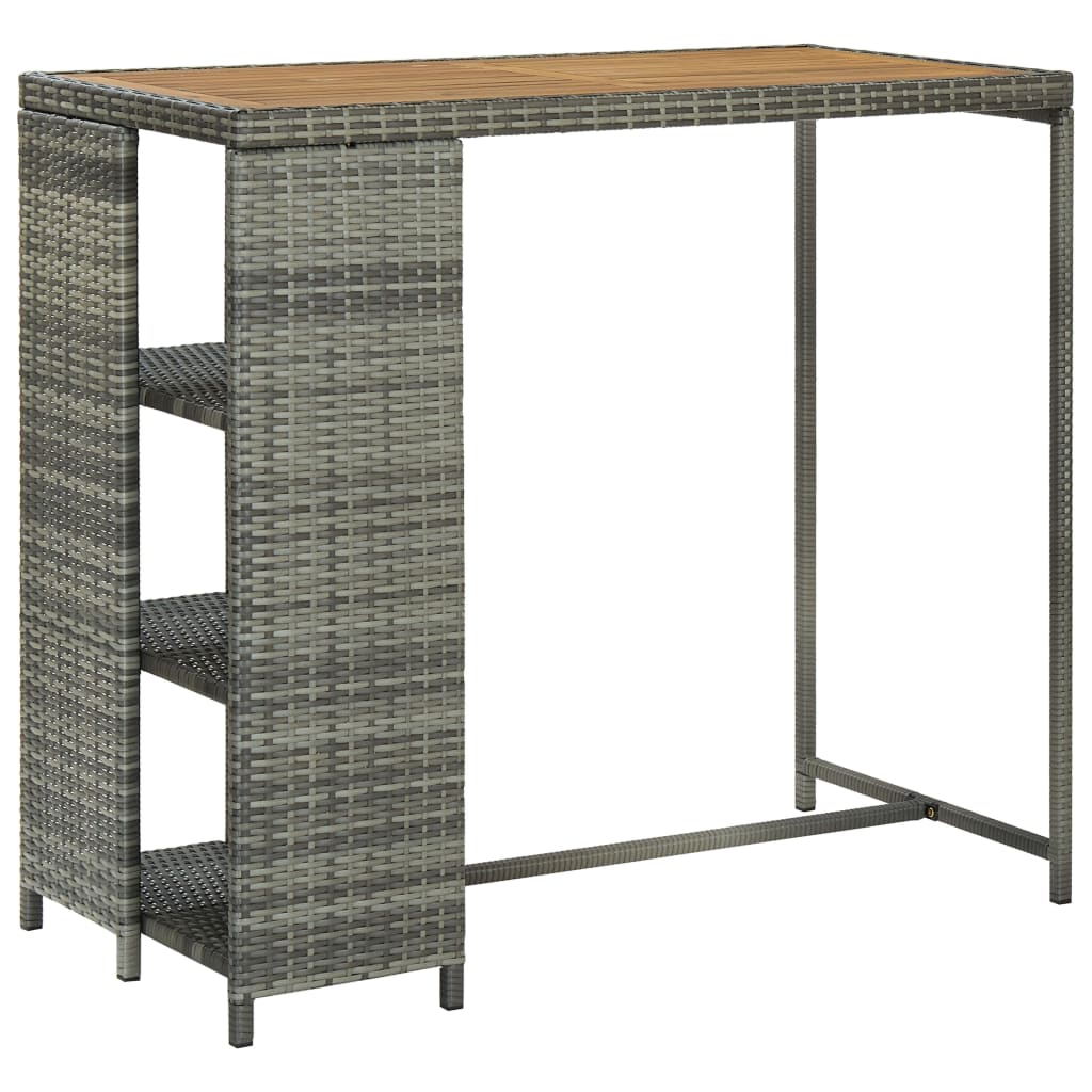 vidaXL Bartafel met opbergrek 120x60x110 cm poly rattan bruin