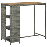 vidaXL Bartafel met opbergrek 120x60x110 cm poly rattan bruin