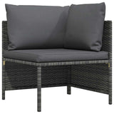 vidaXL Hoekbank sectioneel met kussens poly rattan grijs