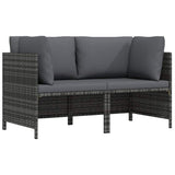 vidaXL Hoekbank sectioneel met kussens poly rattan grijs