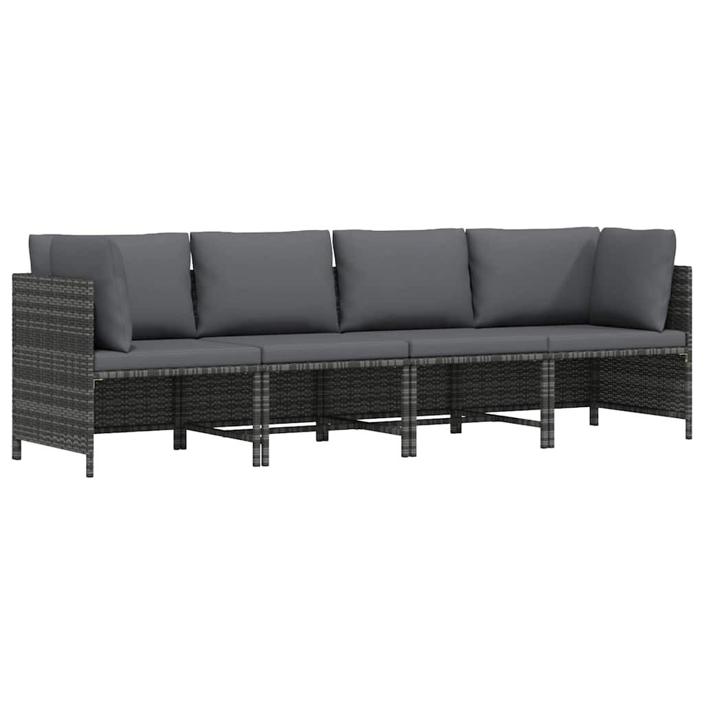 vidaXL Hoekbank sectioneel met kussens poly rattan grijs