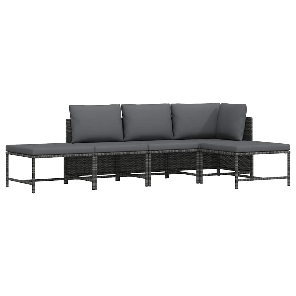 vidaXL Hoekbank sectioneel met kussens poly rattan grijs