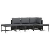vidaXL Hoekbank sectioneel met kussens poly rattan grijs