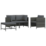 vidaXL Hoekbank sectioneel met kussens poly rattan grijs