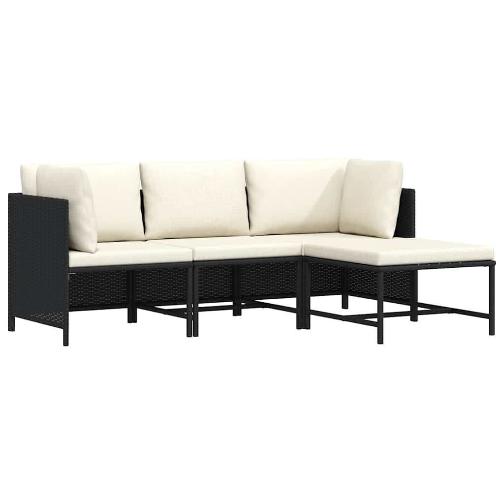 vidaXL Hoekbank sectioneel met kussens poly rattan grijs