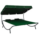 vidaXL Sun Lounger with Canopy and Cushions Black
