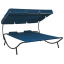 vidaXL Sun Lounger with Canopy and Cushions Black