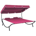 vidaXL Sun Lounger with Canopy and Cushions Black