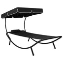 vidaXL Lit lounge avec luifel et coussin noir
