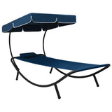 vidaXL Lounge Bed with Canopy and Cushion Black
