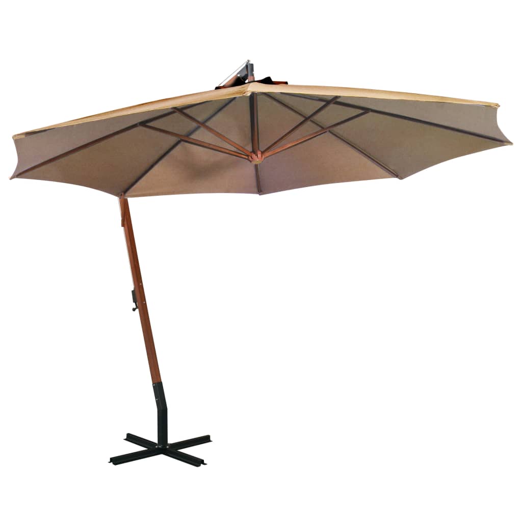 vidaXL Zweefparasol met paal 3,5x2,9 m massief vurenhout antraciet