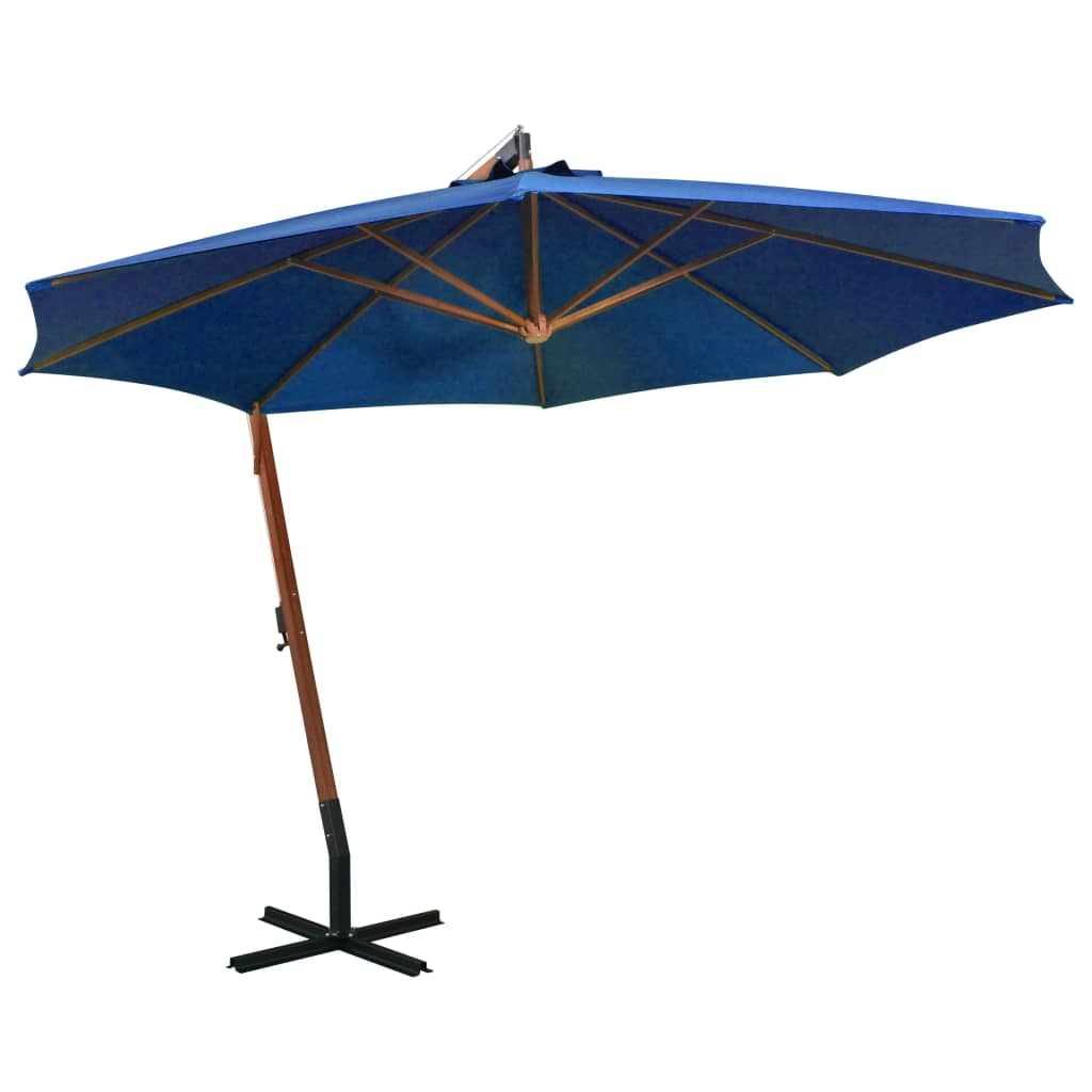vidaXL Zweefparasol met paal 3,5x2,9 m massief vurenhout antraciet