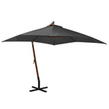 vidaXL Zweefparasol met paal 3,5x2,9 m massief vurenhout antraciet