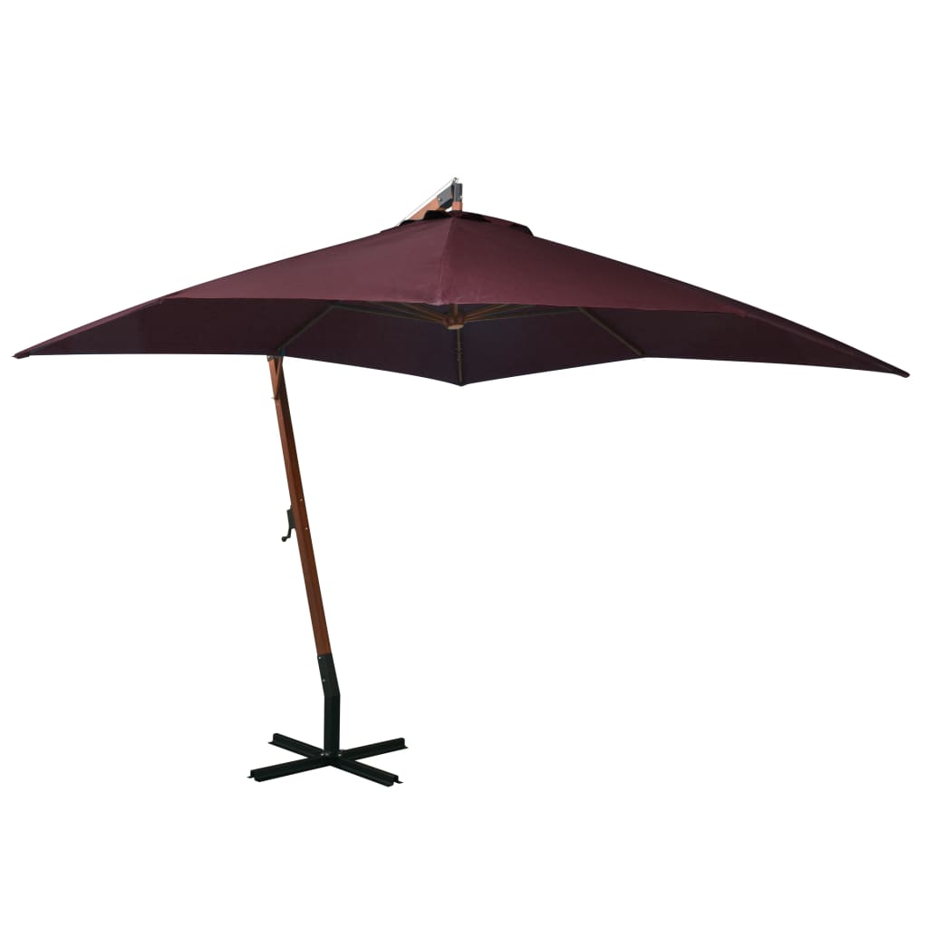 vidaXL Zweefparasol met paal 3,5x2,9 m massief vurenhout antraciet