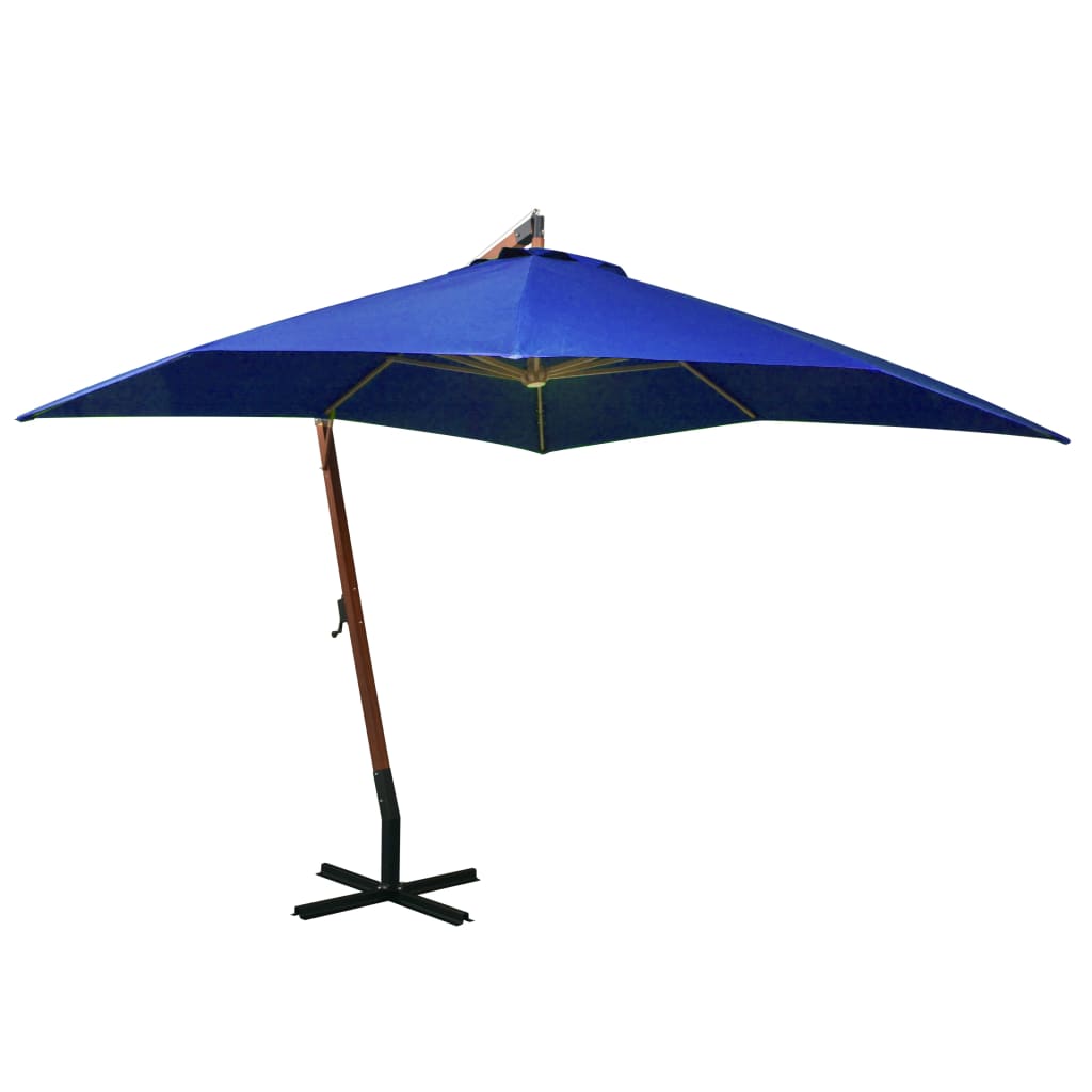 vidaXL Zweefparasol met paal 3,5x2,9 m massief vurenhout antraciet