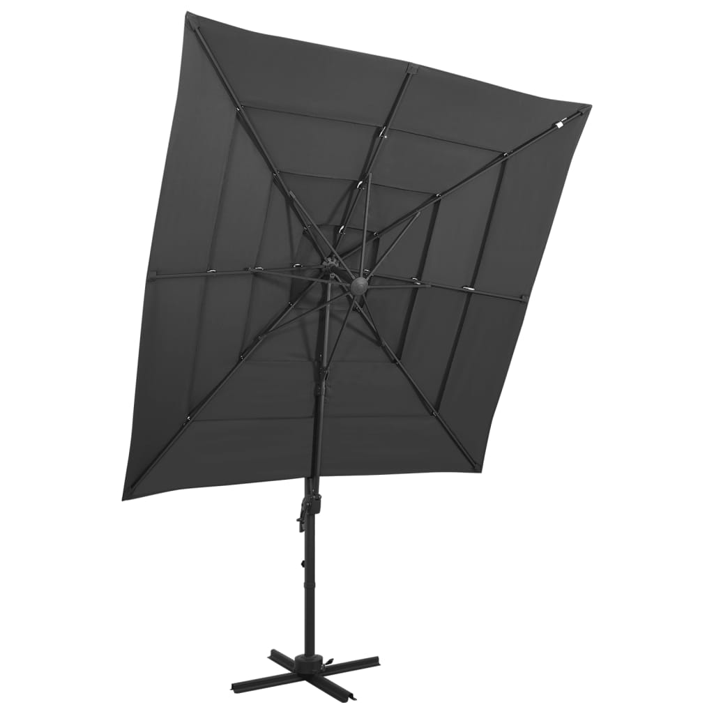 vidaXL Parasol 4-laags met aluminium paal 250x250 cm zandkleurig