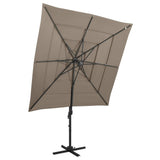 vidaXL Parasol 4-laags met aluminium paal 250x250 cm zandkleurig