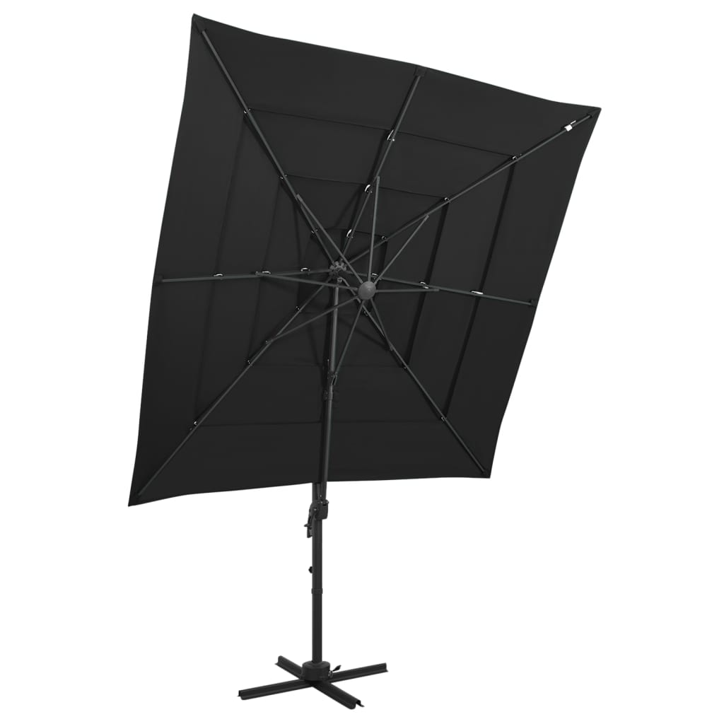 vidaXL Parasol 4-laags met aluminium paal 250x250 cm zandkleurig