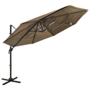 vidaXL Parasol 4-laags met aluminium paal 3x3 m zandkleurig