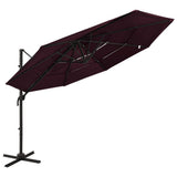 vidaXL Parasol 4-laags met aluminium paal 3x3 m zandkleurig