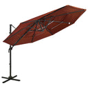 vidaXL Parasol 4-laags met aluminium paal 3x3 m zandkleurig
