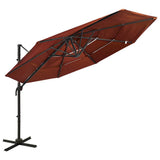 vidaXL Parasol 4-laags met aluminium paal 3x3 m zandkleurig