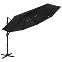 vidaXL Parasol 4-laags met aluminium paal 3x3 m zandkleurig