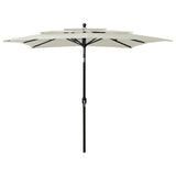 vidaXL Parasol 3-laags met aluminium paal 2,5x2,5 m zandkleurig