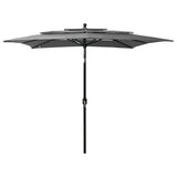 vidaXL Parasol 3-laags met aluminium paal 2,5x2,5 m zandkleurig