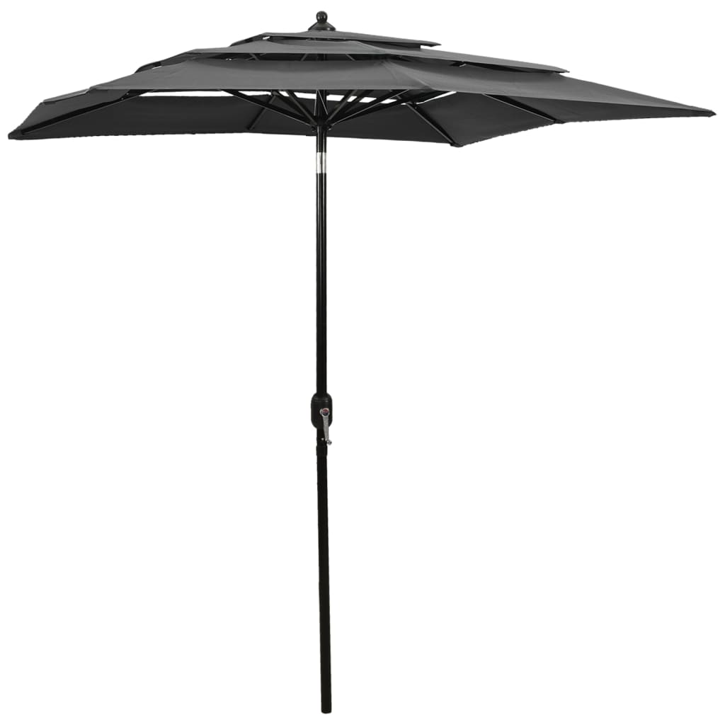 vidaXL Parasol 3-laags met aluminium paal 2,5x2,5 m zandkleurig