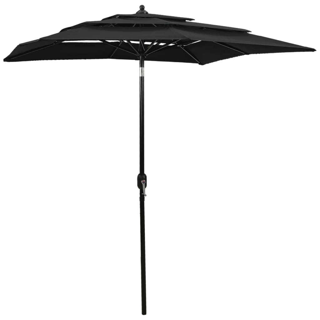 vidaXL Parasol 3-laags met aluminium paal 2,5x2,5 m zandkleurig