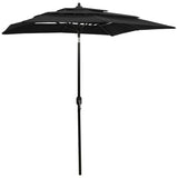 vidaXL Parasol 3-laags met aluminium paal 2,5x2,5 m zandkleurig
