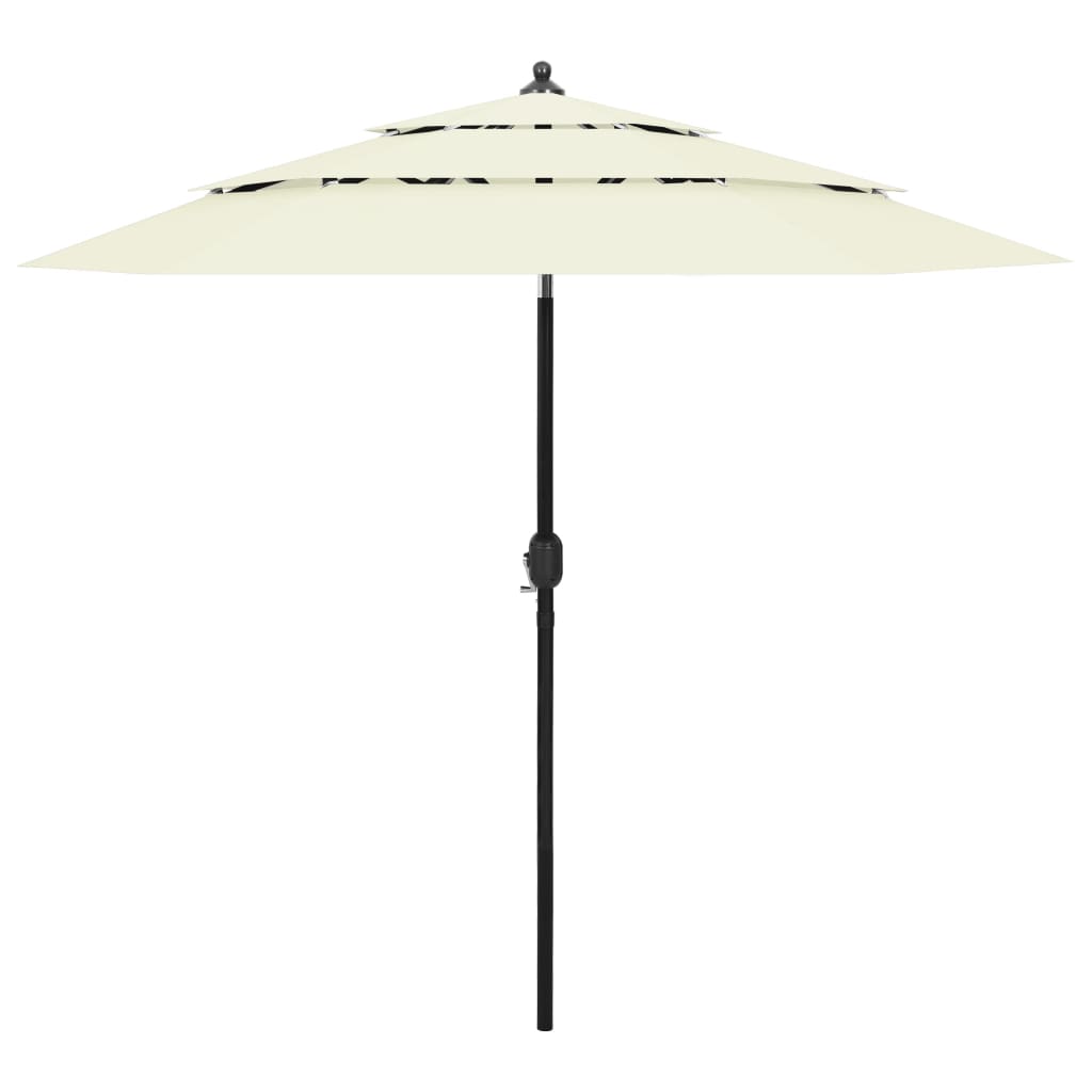 vidaXL Parasol 3-laags met aluminium paal 2 m zandkleurig