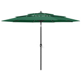 vidaXL Parasol 3-laags met aluminium paal 2 m zandkleurig