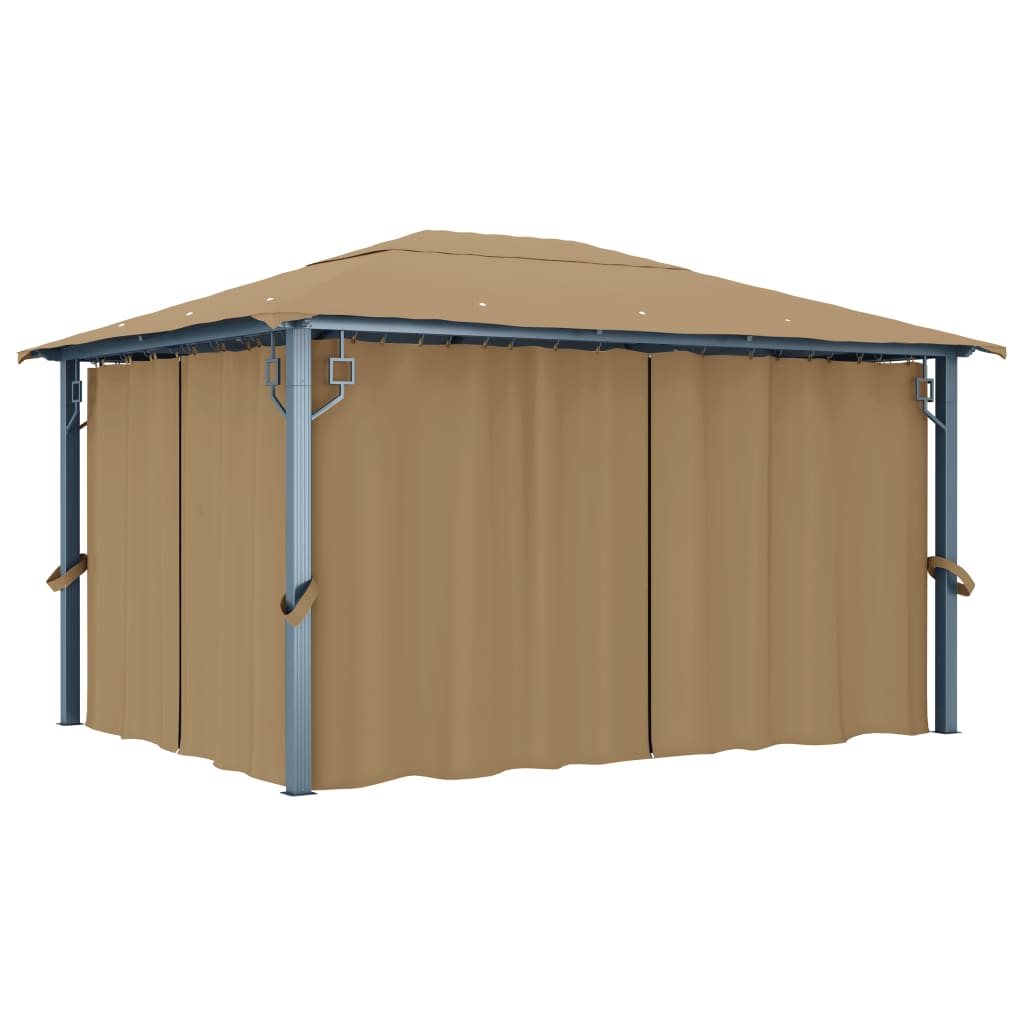 vidaXL Prieel met gordijn 300x300 cm aluminium taupe