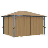 vidaXL Prieel met gordijn 300x300 cm aluminium taupe