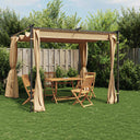 vidaXL Prieel avec gordijnen 3x3 m acier taupe