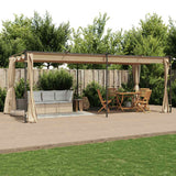 vidaXL Prieel met gordijnen 3x3 m staal taupe