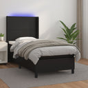 vidaXL Boxspring avec matelas et objet d'art LED noir 80x200 cm