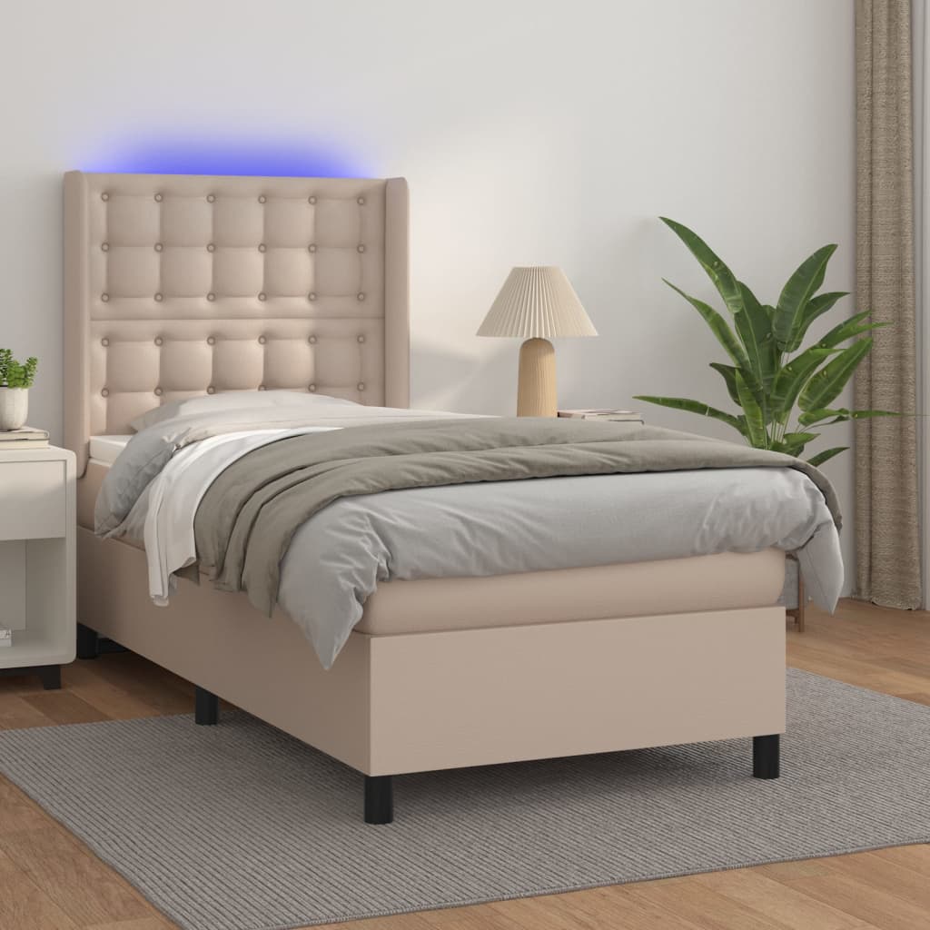 vidaXL Boxspring met matras en LED kunstleer zwart 80x200 cm