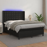vidaXL Boxspring met matras en LED kunstleer zwart 80x200 cm