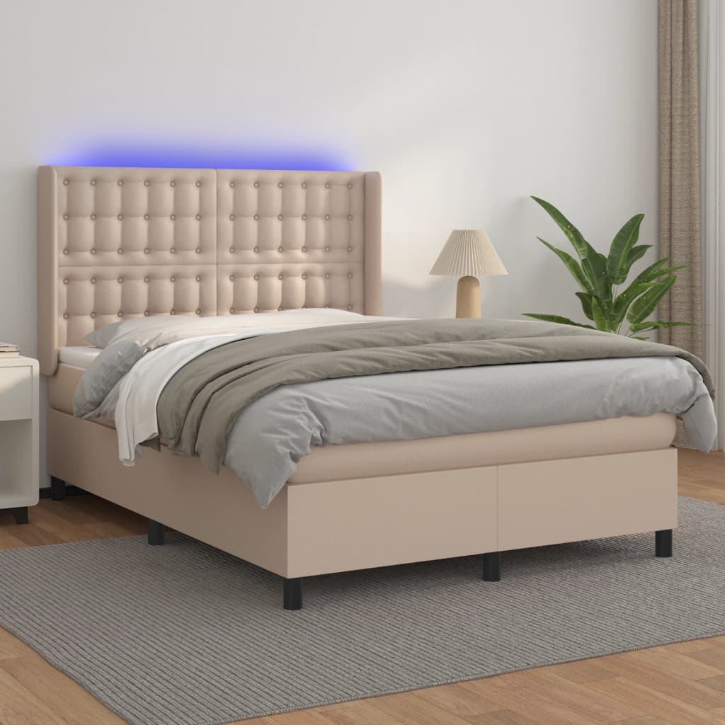vidaXL Boxspring met matras en LED kunstleer zwart 80x200 cm