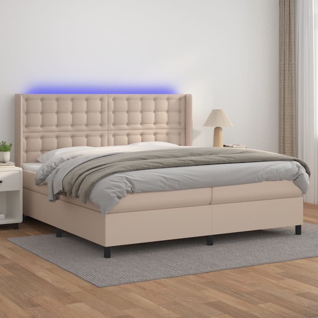 vidaXL Boxspring met matras en LED kunstleer zwart 80x200 cm