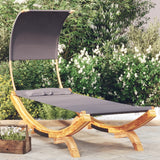 vidaXL Loungebed met luifel 100x200x126 cm massief gebogen hout crème