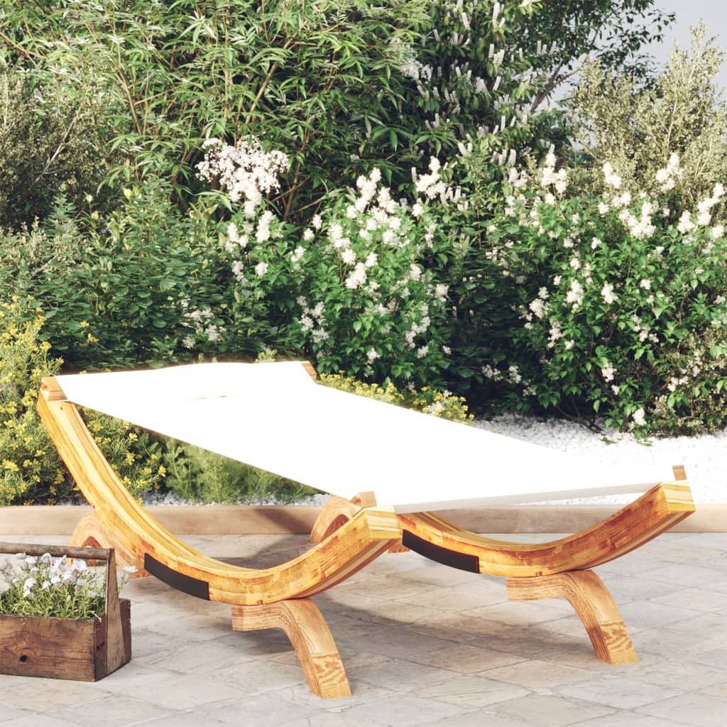 vidaXL Loungebed 100x188,5x44 cm massief gebogen hout crèmekleurig