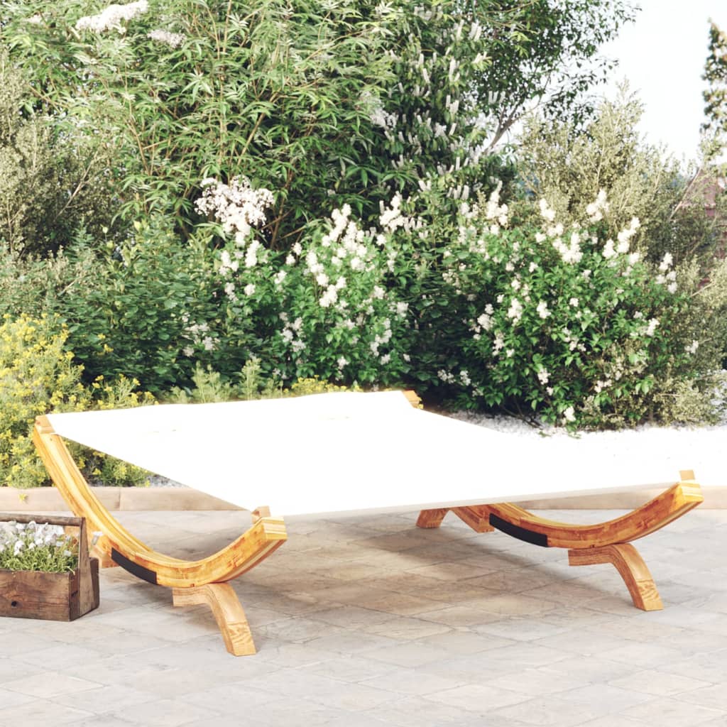 vidaXL Loungebed 100x188,5x44 cm massief gebogen hout crèmekleurig
