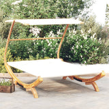 vidaXL Loungebed met luifel 100x190x134 cm massief gebogen hout crème