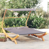 vidaXL Loungebed met luifel 100x190x134 cm massief gebogen hout crème